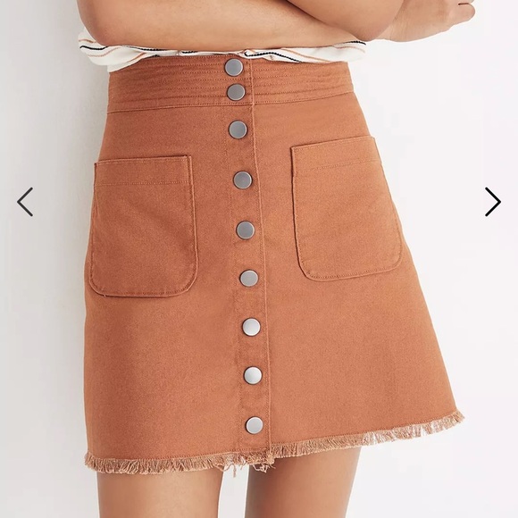 Madewell High-Waist A Line Snap Skirt Brown 00 - Picture 1 of 16
